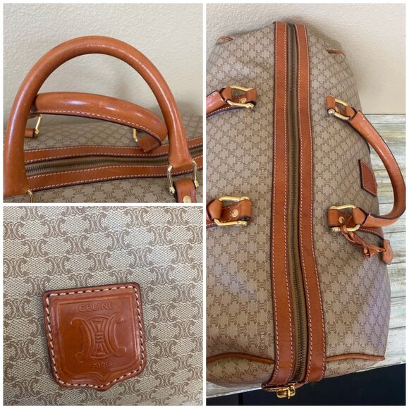 Vintage Céline Macadam Duffle Bag Large Travel Boston Weekender 45cm Unisex - Picture 9 of 16